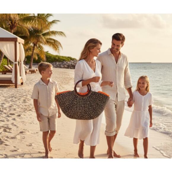 The Limited Handbags - Large Limited Straw & Wood Tote Bag Orange Lining Oversized